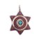 The Bead Chest Red & Blue Nepal Star of David Pendant Multicolor Brass Large Hole
